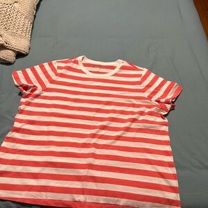Old Navy Red and White Striped Short Sleeve Tee
